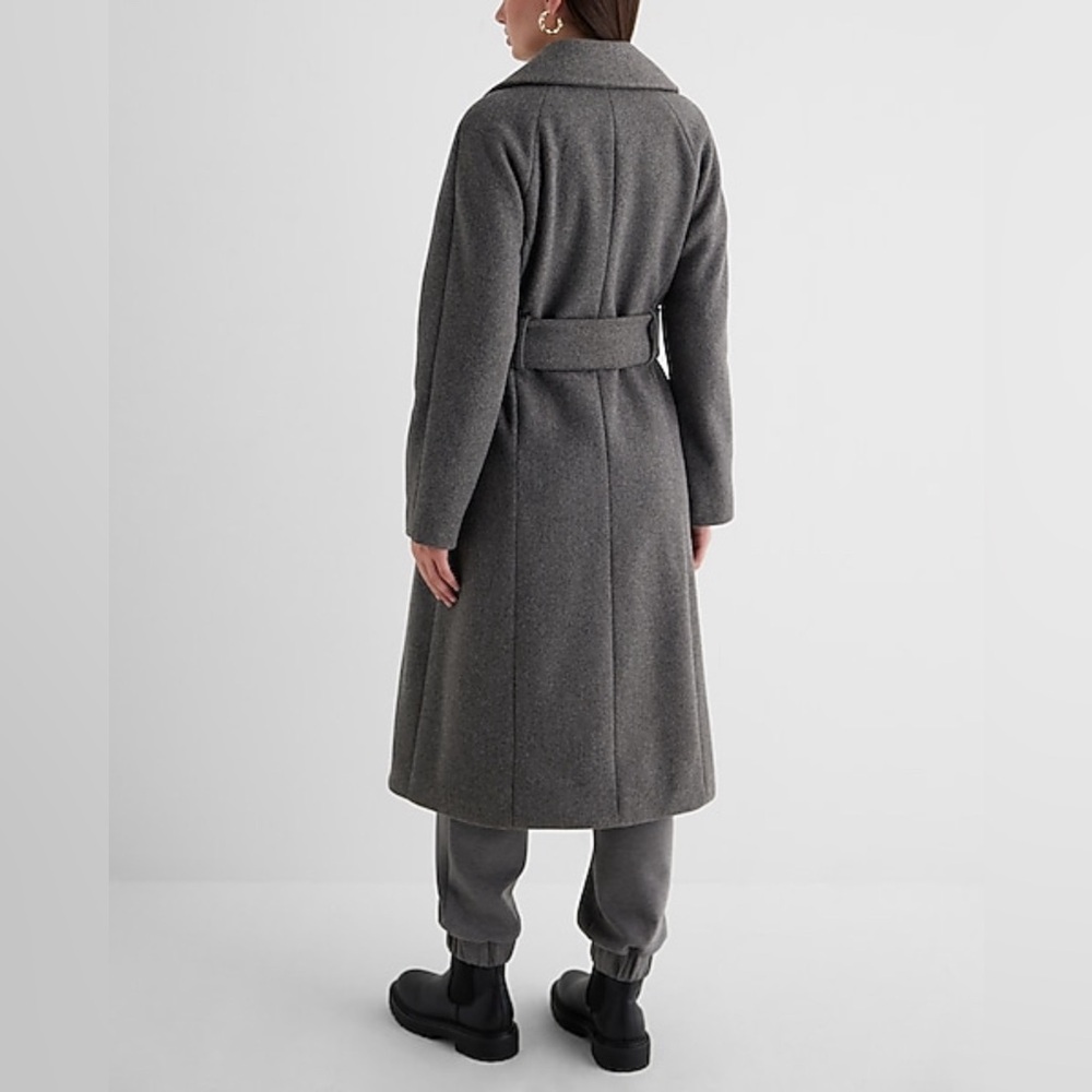 NWT Express Faux Wool Double Breasted Signature Wrap Coat - size Large - Picture 3 of 4